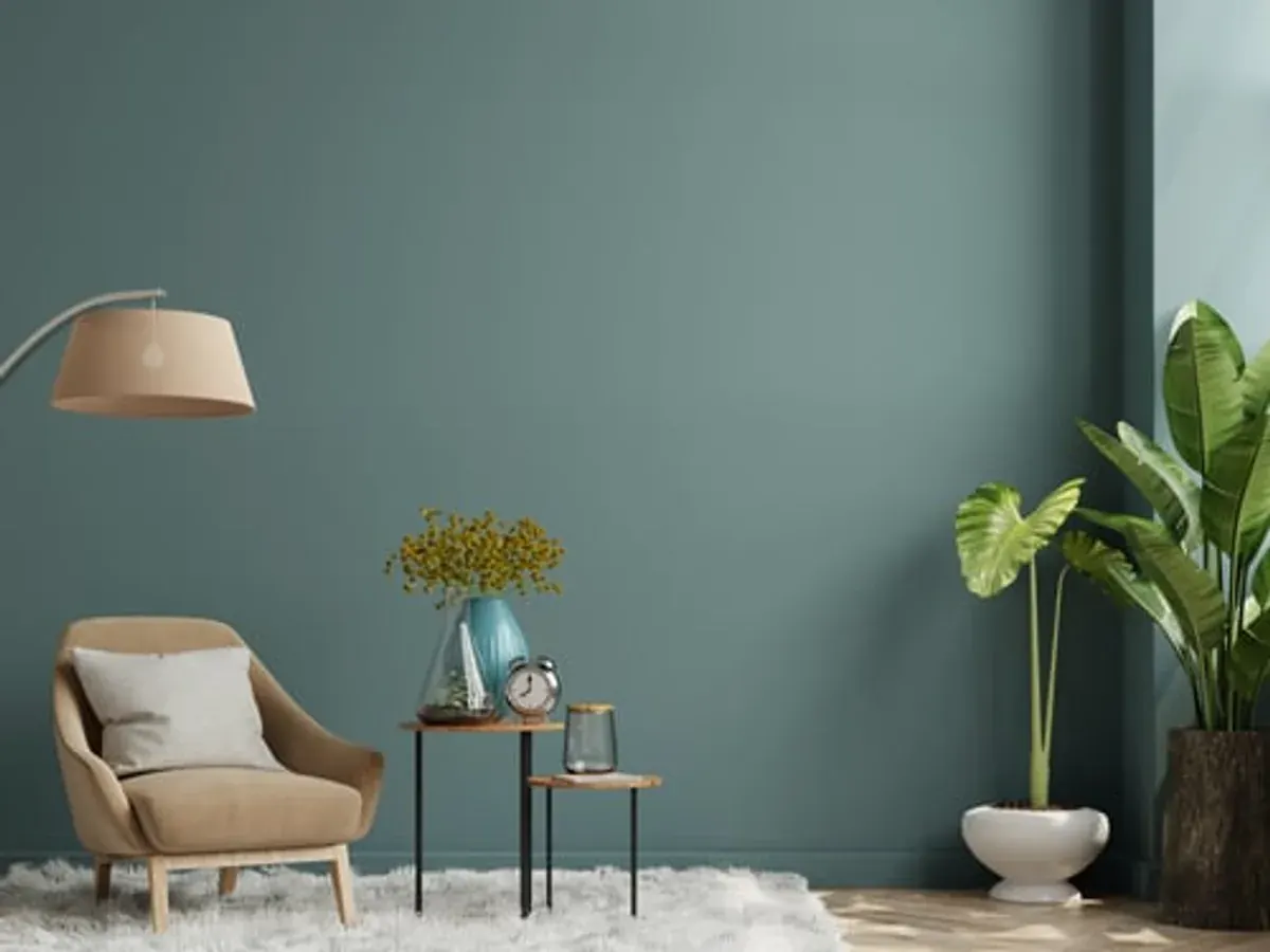 Freshly painted interior wall with a clean cut line and modern furnishings in a Big Bear Lake home